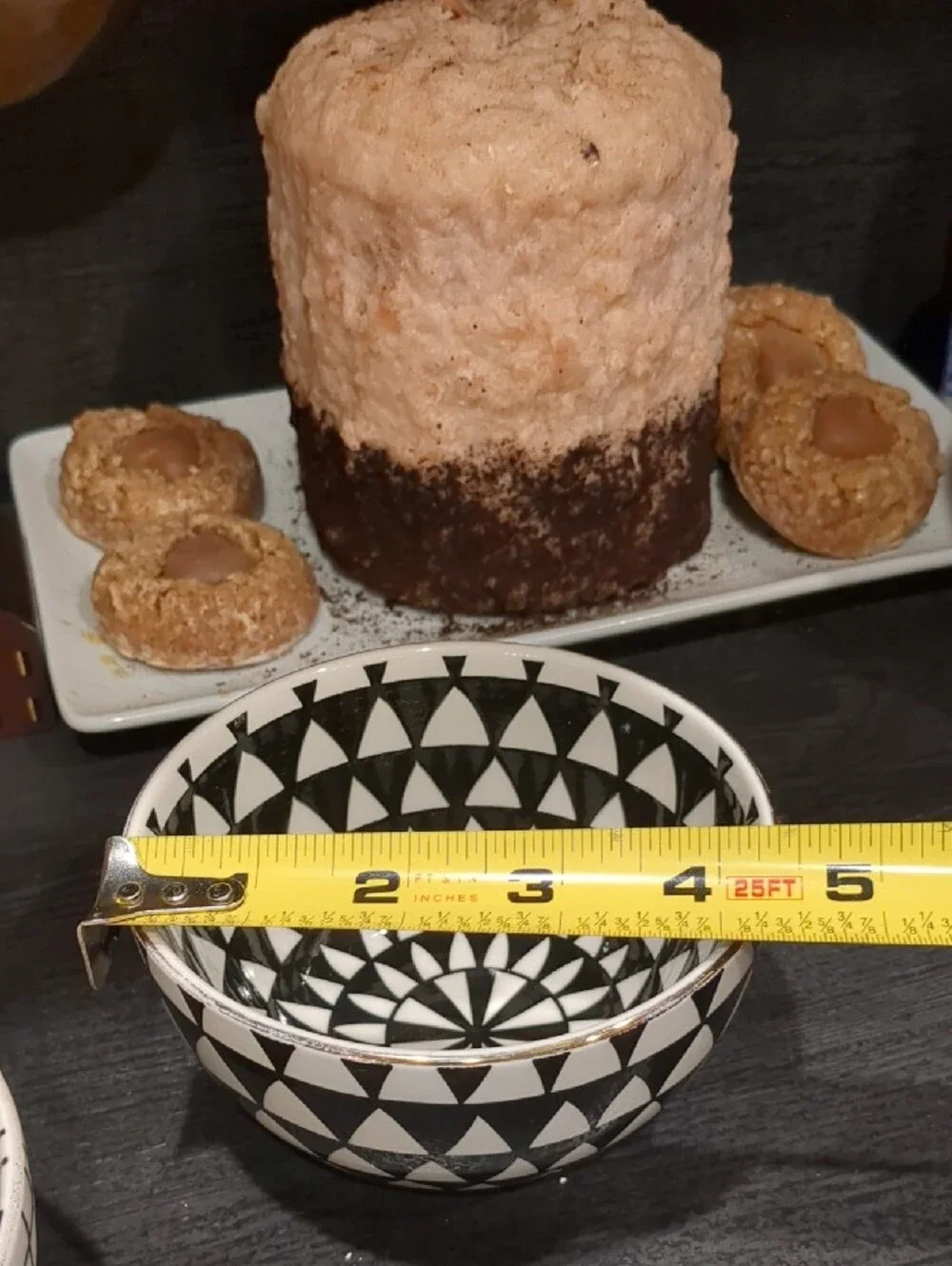 Thyme & Table Black & White Stoneware Bowls - Set of 2 Geometric Gold Rim